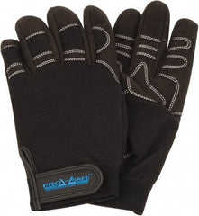 PRO-SAFE - Size XL (10) Synthetic Synthetic Leather General Protection Work Gloves - For Mechanic's & Lifting, Uncoated, Hook & Loop Cuff, Full Fingered, Black, Paired - Industrial Tool & Supply
