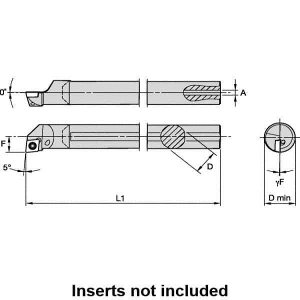 Kennametal - 20mm Min Bore Diam, 202.55mm OAL, 16mm Shank Diam, L-SCLP Indexable Boring Bar - 28.57mm Max Bore Depth, CP.. 09T308 Insert, Screw Holding Method - Industrial Tool & Supply