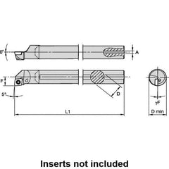 Kennametal - 20mm Min Bore Diam, 202.55mm OAL, 16mm Shank Diam, L-SCLP Indexable Boring Bar - 28.57mm Max Bore Depth, CP.. 09T308 Insert, Screw Holding Method - Industrial Tool & Supply