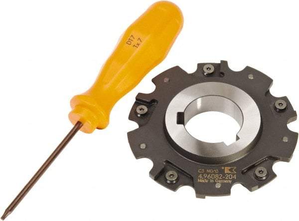 Kennametal - Arbor Hole Connection, 0.1575" Cutting Width, 0.5906" Depth of Cut, 80mm Cutter Diam, 1-1/16" Hole Diam, 5 Tooth Indexable Slotting Cutter - 90° SN Toolholder, SNHX Insert - Industrial Tool & Supply