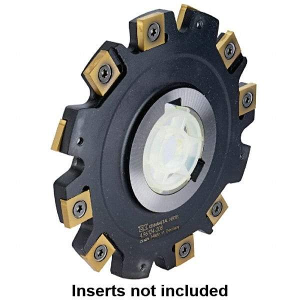 Kennametal - Arbor Hole Connection, 0.3937" Cutting Width, 1.1811" Depth of Cut, 125mm Cutter Diam, 1.5748" Hole Diam, 6 Tooth Indexable Slotting Cutter - 90° SN Toolholder, SNHX Insert - Industrial Tool & Supply