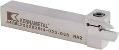 Kennametal - A4SB, External, Left Hand, 12mm Max Depth of Cut, 2mm Min Groove Width, Indexable Grooving Tool Holder - A4G0200M2SP02B Insert Compatibility, 20mm Shank Height, 20mm Shank Width, 125.3mm OAL - Industrial Tool & Supply