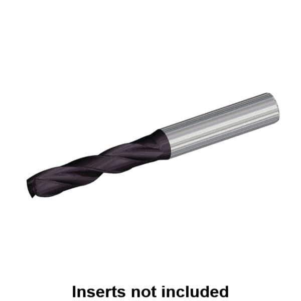 Kennametal - 18.5mm 140° Spiral Flute Solid Carbide Screw Machine Drill Bit - TiAlN Finish, Right Hand Cut, 79mm Flute Length, 131mm OAL, Straight Shank, Through Coolant - Industrial Tool & Supply