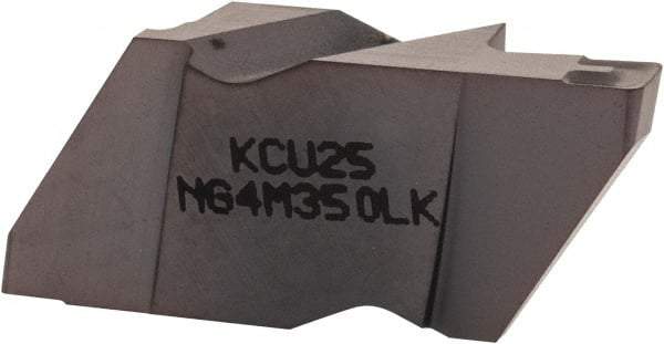 Kennametal - 4M350NG K Grade KCU25, 3.5mm Cutting Width Carbide Grooving Insert - 6.35mm Max Depth of Cut, Left Hand, 0.57mm Corner Radius, AlTiN Finish - Industrial Tool & Supply