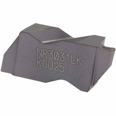Kennametal - 3031NR K Grade KCU25, 1.58mm Cutting Width Carbide Grooving Insert - 2.39mm Max Depth of Cut, Left Hand, 0.79mm Corner Radius, AlTiN Finish - Industrial Tool & Supply