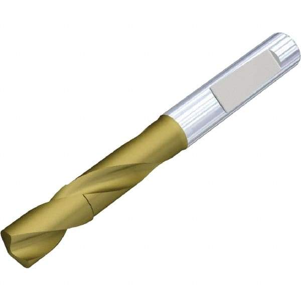 Kennametal - 10.8mm 140° Spiral Flute Solid Carbide Screw Machine Drill Bit - Multilayer TiAlN Finish, Right Hand Cut, 55mm Flute Length, 102mm OAL, Standard Point, Whistle Notch Shank - Industrial Tool & Supply
