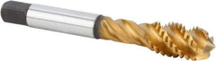 Kennametal - 3/8-16 UNC 3 Flute 2BX Modified Bottoming Spiral Flute Tap - Powdered Metal, TiCN/TiN Finish, 74.68mm OAL, Right Hand Flute, Right Hand Thread, Series T630 - Exact Industrial Supply
