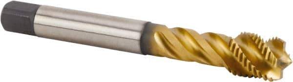 Kennametal - M14x2.00 Metric 4 Flute 6HX Bottoming Spiral Flute Tap - Powdered Metal, TiN Finish, 110mm OAL, Right Hand Flute, Right Hand Thread, Series T632 - Industrial Tool & Supply