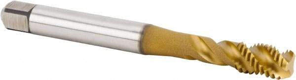 Kennametal - M5x0.80 Metric 3 Flute 6HX Bottoming Spiral Flute Tap - Powdered Metal, TiN Finish, 70mm OAL, Right Hand Flute, Right Hand Thread, Series T632 - Exact Industrial Supply