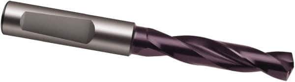 Guhring - 6.1mm 140° Spiral Flute Solid Carbide Screw Machine Drill Bit - FIREX Finish, Right Hand Cut, 34mm Flute Length, 79mm OAL, SU Point, Whistle Notch Shank, Through Coolant - Industrial Tool & Supply