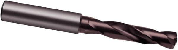 Guhring - 11.1mm 140° Spiral Flute Solid Carbide Screw Machine Drill Bit - nano-A Finish, Right Hand Cut, 55mm Flute Length, 102mm OAL, VA Point, Straight Shank, Through Coolant - Industrial Tool & Supply
