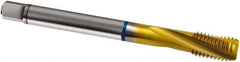 Guhring - M18x1.50 Metric Fine 4 Flute 6H Modified Bottoming Spiral Flute Tap - Cobalt, TiN Finish, 110mm OAL, Right Hand Flute, Right Hand Thread, D4/D5, Series 2897 - Industrial Tool & Supply