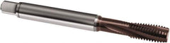 Guhring - M6x0.50 Metric Fine 3 Flute 6H Modified Bottoming Spiral Flute Tap - Powdered Metal, TiAlN Finish, 80mm OAL, Right Hand Flute, Right Hand Thread, D3/D4, Series 2921 - Exact Industrial Supply