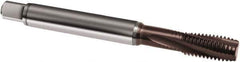 Guhring - M5x0.80 Metric 3 Flute 6H Modified Bottoming Spiral Flute Tap - Powdered Metal, TiAlN Finish, 70mm OAL, Right Hand Flute, Right Hand Thread, D3/D4, Series 2920 - Exact Industrial Supply