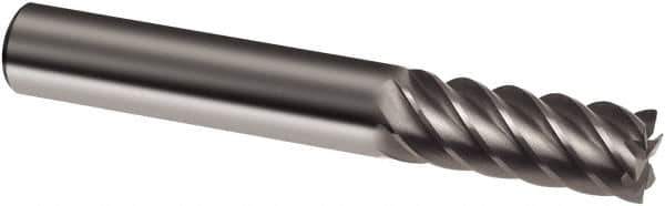 Guhring - 4mm, 11mm LOC, 4mm Shank Diam, 57mm OAL, 6 Flute, Solid Carbide Square End Mill - Single End, Uncoated, Spiral Flute, 45° Helix, Right Hand Cut, Right Hand Flute, Series 3311 - Industrial Tool & Supply
