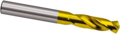 Guhring - 4.25mm 130° Spiral Flute Cobalt Screw Machine Drill Bit - TiN Finish, Right Hand Cut, 22mm Flute Length, 55mm OAL, Cone Relief Point, Straight Shank - Industrial Tool & Supply