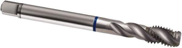Guhring - 5/8-11 UNC 4 Flute 2B Modified Bottoming Spiral Flute Tap - Cobalt, Bright Finish, 110mm OAL, Right Hand Flute, Right Hand Thread, H5/H6, Series 1986 - Exact Industrial Supply