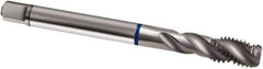 Guhring - 7/16-14 UNC 3 Flute 2B Modified Bottoming Spiral Flute Tap - Cobalt, Bright Finish, 100mm OAL, Right Hand Flute, Right Hand Thread, H5/H6, Series 1986 - Exact Industrial Supply