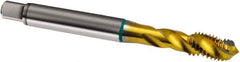 Guhring - 1/4-20 UNC 3 Flute 2B Modified Bottoming Spiral Flute Tap - Cobalt, TiN Finish, 80mm OAL, Right Hand Flute, Right Hand Thread, H4/H5, Series 1837 - Exact Industrial Supply