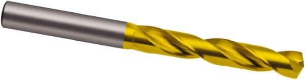 Guhring - 14mm 140° Solid Carbide Jobber Drill - TiN Finish, Right Hand Cut, Spiral Flute, 147mm OAL, SU Point - Industrial Tool & Supply