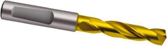 Guhring - 3.6mm 140° Spiral Flute Solid Carbide Screw Machine Drill Bit - TiN Finish, Right Hand Cut, 20mm Flute Length, 62mm OAL, SU Point, Whistle Notch Shank - Industrial Tool & Supply