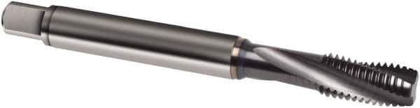Guhring - M4x0.70 Metric 3 Flute 4HX Modified Bottoming Spiral Flute Tap - Powdered Metal, TiCN Finish, 63mm OAL, Right Hand Flute, Right Hand Thread, D3, Series 1061 - Exact Industrial Supply