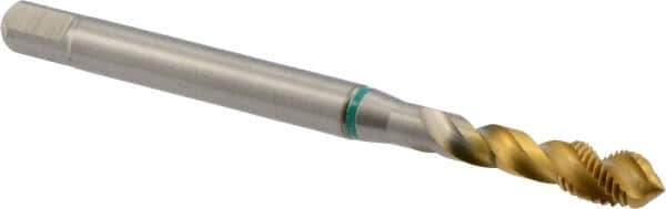 Guhring - M5x0.80 Metric, 3 Flute, 40° Helix, Modified Bottoming Chamfer, TiN Finish, Cobalt Spiral Flute STI Tap - Right Hand Flute, 80mm OAL, 6H (mod) Class of Fit, Series 1011 - Exact Industrial Supply