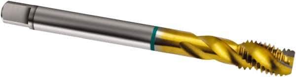 Guhring - 3/8-24 UNF 3 Flute 2B Modified Bottoming Spiral Flute Tap - Cobalt, TiN Finish, 90mm OAL, Right Hand Flute, Right Hand Thread, H3/H4, Series 1838 - Exact Industrial Supply