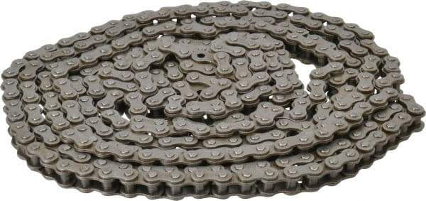 Browning - 3/8" Pitch, ANSI 35, Single Strand Roller Chain - Chain No. 35, 10 Ft. Long, 1/5" Roller Diam, 3/16" Roller Width - Industrial Tool & Supply