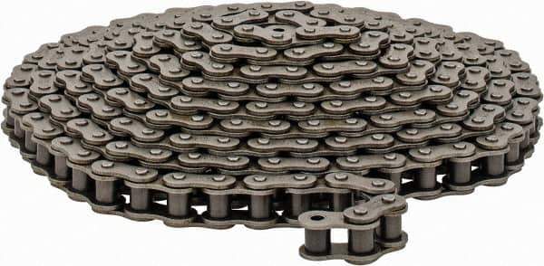 Browning - 1/2" Pitch, ANSI 40, Single Strand Roller Chain - Chain No. 40, 10 Ft. Long, 5/16" Roller Diam, 5/16" Roller Width - Industrial Tool & Supply