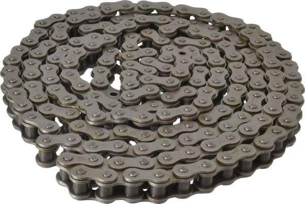 Browning - 5/8" Pitch, ANSI 50, Single Strand Roller Chain - Chain No. 50, 10 Ft. Long, 0.4" Roller Diam, 3/8" Roller Width - Industrial Tool & Supply