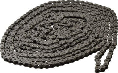 Browning - 1/4" Pitch, ANSI 25, Single Strand Roller Chain - Chain No. 25SS, 10 Ft. Long, 0.13" Roller Diam, 1/8" Roller Width - Industrial Tool & Supply