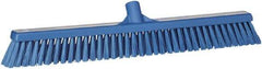 Vikan - 24" Combo Duty Polyester Push Broom - 2" Bristle Length, Plastic Block, European Threaded Handle Connection - Industrial Tool & Supply