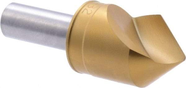M.A. Ford - 1" Head Diam, 1/2" Shank Diam, 1 Flute 82° High Speed Steel Countersink - TiN Finish, 2-3/4" OAL - Industrial Tool & Supply