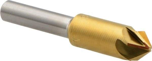M.A. Ford - 3/8" Head Diam, 1/4" Shank Diam, 6 Flute 82° High Speed Steel Countersink - TiN Finish, 2" OAL - Industrial Tool & Supply
