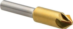 M.A. Ford - 3/8" Head Diam, 1/4" Shank Diam, 6 Flute 82° High Speed Steel Countersink - TiN Finish, 2" OAL - Industrial Tool & Supply