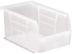 Quantum Storage - 20 Lb. Load Capacity, 9-1/4" Deep, Clear Polypropylene Hopper Stacking Bin - 5" High x 6" Wide x 9-1/4" Long - Industrial Tool & Supply
