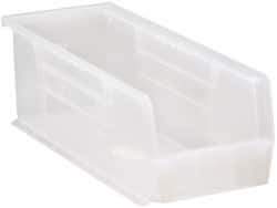 Quantum Storage - 50 Lb. Load Capacity, 14-3/4" Deep, Clear Polypropylene Hopper Stacking Bin - 5" High x 5-1/2" Wide x 14-3/4" Long - Industrial Tool & Supply