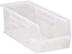 Quantum Storage - 50 Lb. Load Capacity, 14-3/4" Deep, Clear Polypropylene Hopper Stacking Bin - 5" High x 5-1/2" Wide x 14-3/4" Long - Industrial Tool & Supply