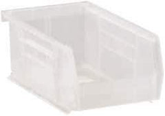 Quantum Storage - 10 Lb. Load Capacity, 7-3/8" Deep, Clear Polypropylene Hopper Stacking Bin - 3" High x 4-1/8" Wide x 7-3/8" Long - Industrial Tool & Supply