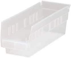Quantum Storage - 30 Lb. Load Capacity, 11-5/8" Deep, Clear Polypropylene Hopper Shelf Bin - 4" High x 4-1/8" Wide x 11-5/8" Long - Industrial Tool & Supply