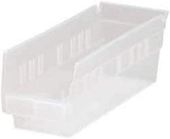 Quantum Storage - 30 Lb. Load Capacity, 11-5/8" Deep, Clear Polypropylene Hopper Shelf Bin - 4" High x 4-1/8" Wide x 11-5/8" Long - Industrial Tool & Supply