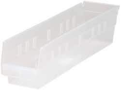 Quantum Storage - 40 Lb. Load Capacity, 17-7/8" Deep, Clear Polypropylene Hopper Shelf Bin - 4" High x 4-1/8" Wide x 17-7/8" Long - Industrial Tool & Supply