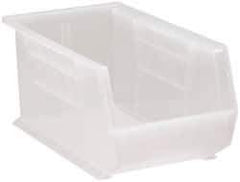 Quantum Storage - 60 Lb. Load Capacity, 14-3/4" Deep, Clear Polypropylene Hopper Stacking Bin - 7" High x 8-1/4" Wide x 14-3/4" Long - Industrial Tool & Supply