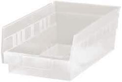 Quantum Storage - 30 Lb. Load Capacity, 11-5/8" Deep, Clear Polypropylene Hopper Shelf Bin - 4" High x 6-5/8" Wide x 11-5/8" Long - Industrial Tool & Supply