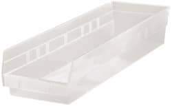 Quantum Storage - 50 Lb. Load Capacity, 23-5/8" Deep, Clear Polypropylene Hopper Shelf Bin - 4" High x 6-5/8" Wide x 23-5/8" Long - Industrial Tool & Supply