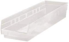 Quantum Storage - 50 Lb. Load Capacity, 23-5/8" Deep, Clear Polypropylene Hopper Shelf Bin - 4" High x 6-5/8" Wide x 23-5/8" Long - Industrial Tool & Supply