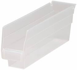 Quantum Storage - 30 Lb. Load Capacity, 11-5/8" Deep, Clear Polypropylene Hopper Shelf Bin - 4" High x 2-3/4" Wide x 11-5/8" Long - Industrial Tool & Supply