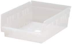 Quantum Storage - 30 Lb. Load Capacity, 11-5/8" Deep, Clear Polypropylene Hopper Shelf Bin - 4" High x 8-3/8" Wide x 11-5/8" Long - Industrial Tool & Supply