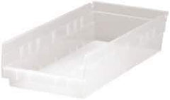 Quantum Storage - 40 Lb. Load Capacity, 17-7/8" Deep, Clear Polypropylene Hopper Shelf Bin - 4" High x 8-3/8" Wide x 17-7/8" Long - Industrial Tool & Supply